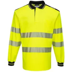 image of T184YBR4XL - sz 4XL PW3 Hi-Vis Polo Shirt L/S - Yellow/Blue - Portwest