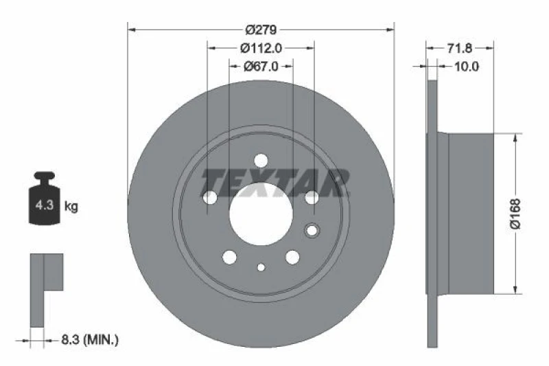 Image of Brake disc TEXTAR 92032600