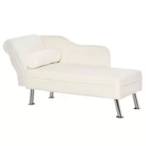 image of Homcom Chaise Longue Vintage Arm Rest Sofa White Velvet