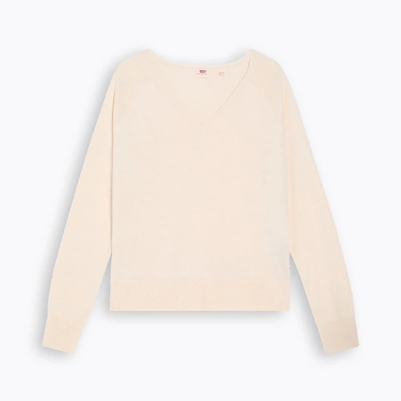 Image of Levis Womens Petal V-Neck 1/4 Zip Knitted Top White Swan female 8 (XS)