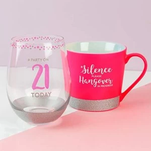 Image of Girl Talk Mug & Stemless Glass - 21 Today/Hangover