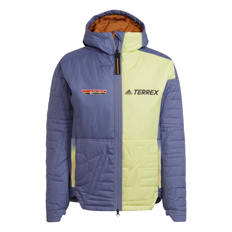 Image of adidas Terrex Myshelter Primaloft Hooded Padded Jacket Me Puffer Mens - Purple Purple XS