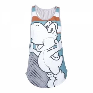 image of NINTENDO Super Mario Bros. Female Jumping Yoshi Tank Top, Extra Large, White/Grey