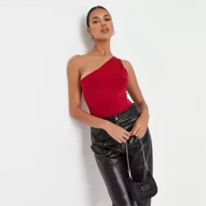 Missguided Slinky One Sleeve Bodysuit - Red