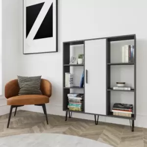 Image of Peoria Multipurpose Standard Bookcase Bookshelf Shelving Unit Display Unit With Cabinet - Anthracite / White - Anthracite / White - Decorotika