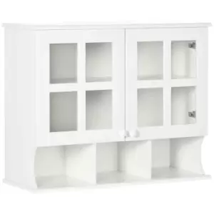 image of HOMCOM Wall-mounted Bathroom Medicine Cabinet With Storage Shelves - White