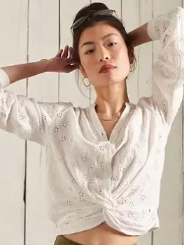 Image of Superdry Dana Twist Top -white, White, Size 10, Women
