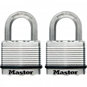 image of Masterlock Excell Laminated Steel Padlock Pack of 2 Keyed Alike 50mm Standard