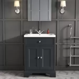 image of 640mm Grey Freestanding Vanity Unit with Basin - Burford