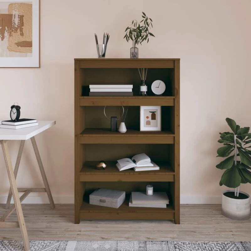 Image of Vidaxl Book Cabinet Honey Brown 80X35X126cm Solid Wood Pine, Brown 821687