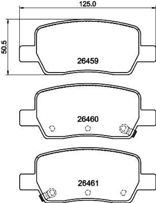 Image of HELLA Brake pad set HELLA 8DB 355 044-301