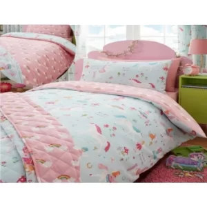 Image of Magical Unicorns Childrens Single Duvet Cover Set Bedding Blue Girls Bedroom