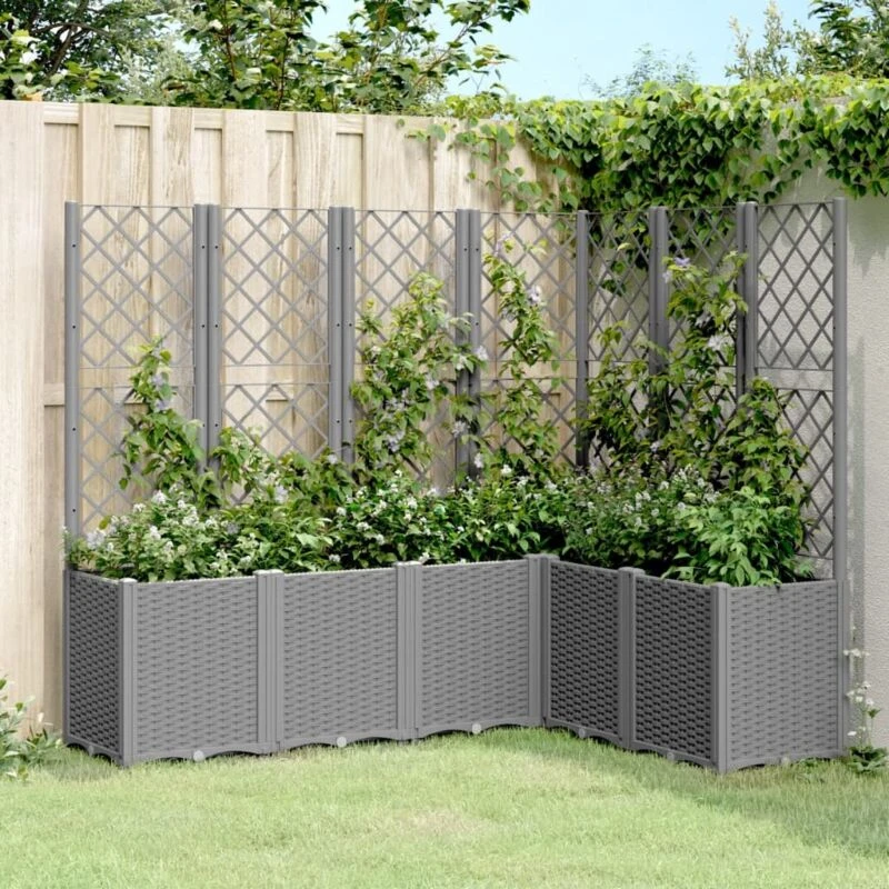 Image of VIDAXL Vidaxl - Garden Planter with Trellis Light Grey 160x120x140cm pp 8721012410848