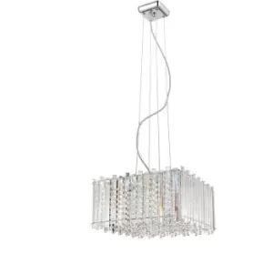 image of Impex Clara 5 Light Chrome Crystal Pendant Ceiling Light