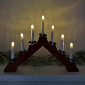 Image of 40cm Festive Christmas Candlebridge with 7 Bulbs in Red Battery Operated