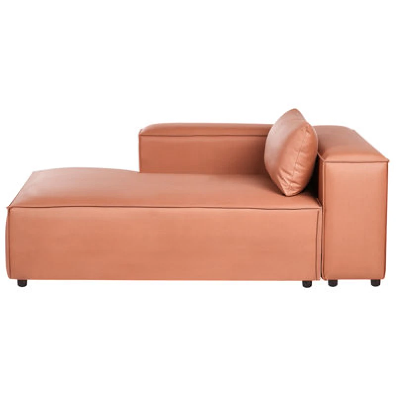 Image of Beliani Right-Hand Chaise Lounge Brande Faux Leather Golden Brown