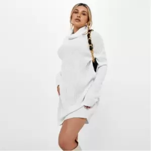 Missguided Roll Neck Knit Mini Dress - White