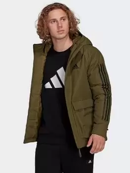 Image of adidas Utilitas 3-stripes Hooded Jacket (gender Neutral), Brown Size M Men