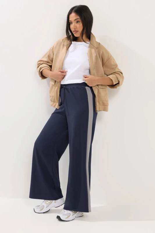 Image of PixieGirl Womens Petite Side Stripe Trousers in Mid Navy Size: 14S Mid Navy Female 14S