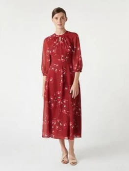 Image of HOBBS Hobbs Samantha Orchid Tea Dress - Burgundy Cerise, Burgundy Cerise, Size 10, Women