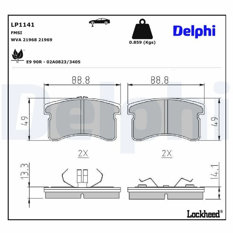Image of DELPHI Brake pad set DELPHI LP1141