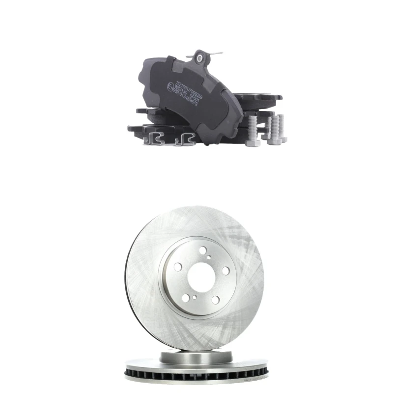 Image of RIDEX 3405B2988 Brake disc and pads set Front Axle, Brake Disc Type: Vented, excl. wear warning contact Brake Set,disc brakes (3405)