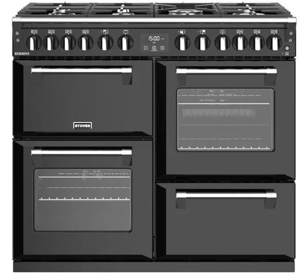 image of Stoves Richmond ST RICH S1000DF MK22 BK 100cm Dual Fuel Range Cooker - Black - A Rated