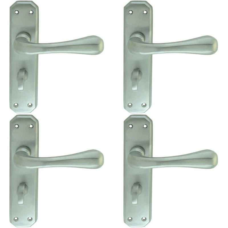 Image of Loops 4x PAIR Heavy Duty Handle on Angular Bathroom Backplate 180 x 40mm Satin Chrome Multi