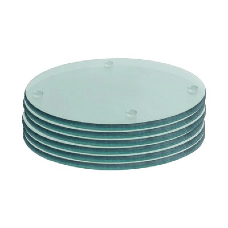 Image of Harbour Housewares 6X Round Glass Coasters - 10Cm - Clear - Tabletop Protection Mat Drink Coaster Decorative Dining Placemat