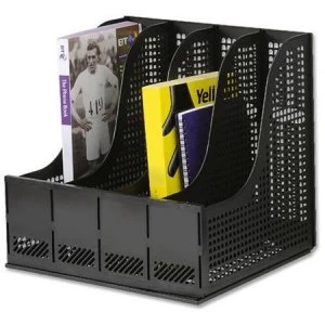 Image of Easy to Assemble A4 Storage Rack Black for Lever Arch Polypropylene 4 Sections