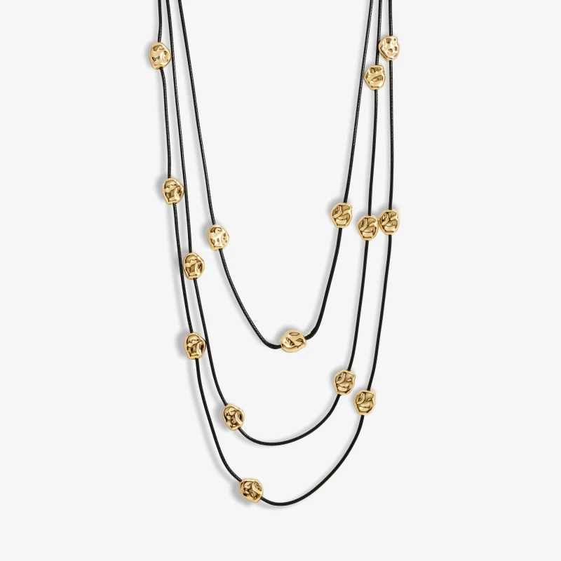 Image of Mood Gold Nugget Multirow Cord Necklace Gold