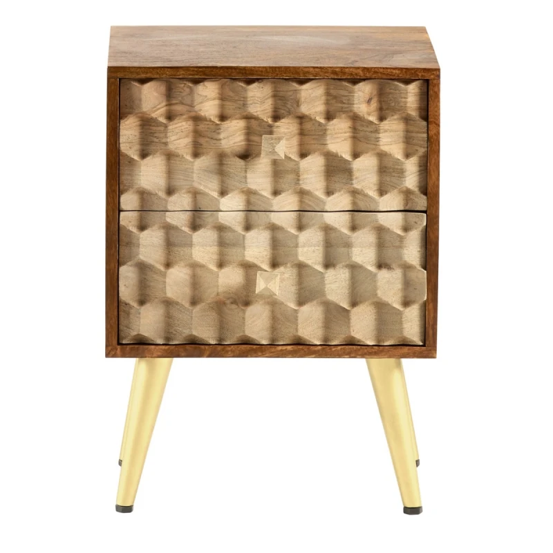 Image of Indian Hub Edison 2 Drawer Side Table