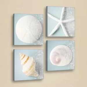 Image of 4KAR003 Blue White Cream Decorative PU Leather Painting (4 Pieces)