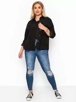 Image of Yours Jenny Rip Knee Jeggings - Blue Size 18, Women