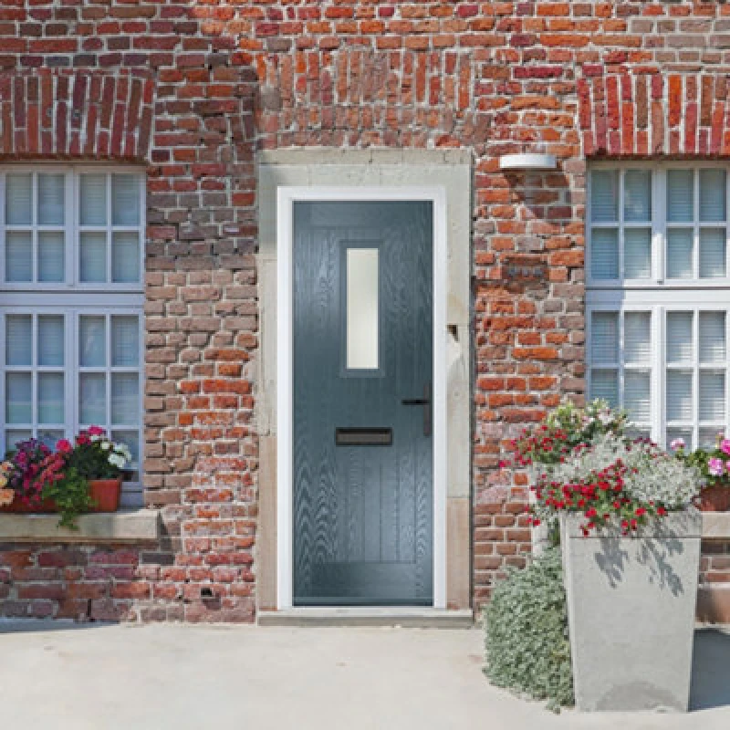 Image of Lacerta Composite Door Sunningdale 7015 Grey 890mm X 2090mm Open In Left Hand Obs Glass 10 Year Guarantee - Free Delivery & Smart Lock