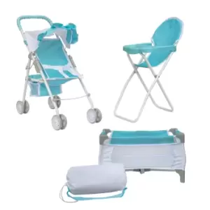 Image of Olivia's Little World 3-in-1 Baby Doll Nursery Set Blue/White