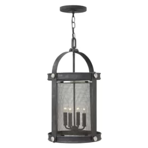Image of Hinkley Holden Pendant Light Chandelier Lantern 4x E14 Light Aged Zinc
