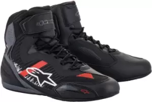 Image of Alpinestars Faster-3 Rideknit Motorcycle Shoes, black-grey-red, Size 40, black-grey-red, Size 40
