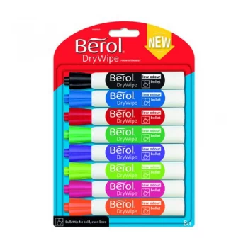 image of Berol Drywipe Marker Bullet Tip Assorted Pack of 8 1984865