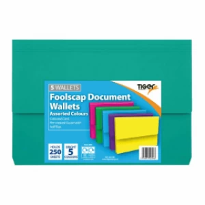 image of Card Document Wallets Assorted Foolscap Pack of 12 302396