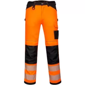 Image of Portwest PW3 Womens Hi Vis Stretch Work Trousers Orange / Black 30" 31"