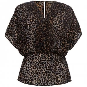 Image of Biba Leopard Devoree Kimono Blouse Multi-Coloured