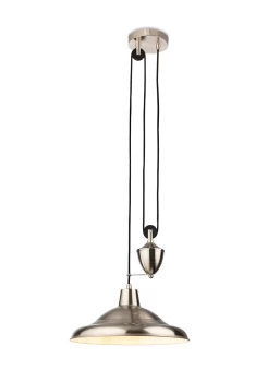 image of Suffolk Rise & Fall Pendant Light Brushed Steel