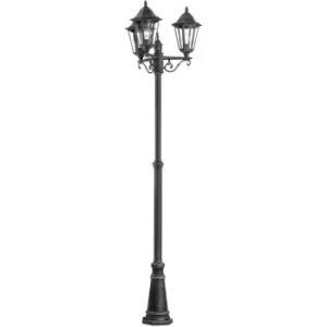 Netlighting Navedo 3 Light Outdoor Triple Lamp Post Black, Silver-Patina 6567, E