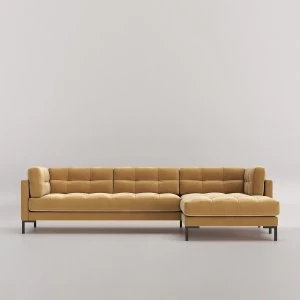 Image of Swoon Landau Velvet Corner Sofa - Right Hand Side - Corner Sofa - Biscuit