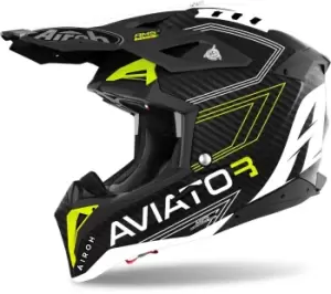 Image of Airoh Aviator 3 Primal 3K Carbon Motocross Helmet, yellow, Size 2XL, yellow, Size 2XL