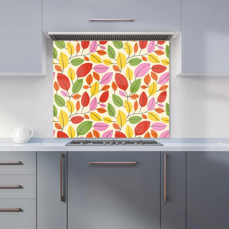 Image of Warren Reed - Designer Autumn Leaves Kitchen Splashback in Red Size: 600mm x 750mm Red Unisex 600mm x 750mm