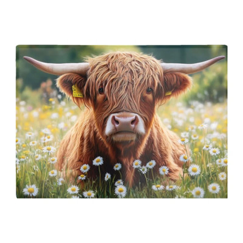 Image of Warren Reed Designer Highland Cown And Daisies Chopping Board