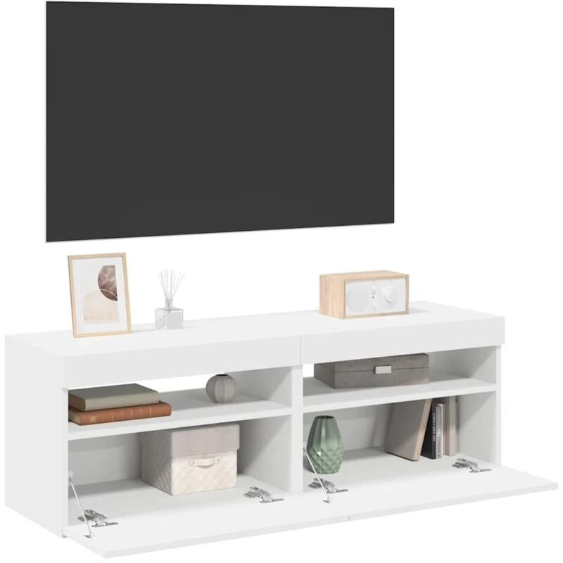 Image of VIDAXL TV Cabinets with LED Lights 2 pcs White 60x35x40cm Vidaxl 8720286218204