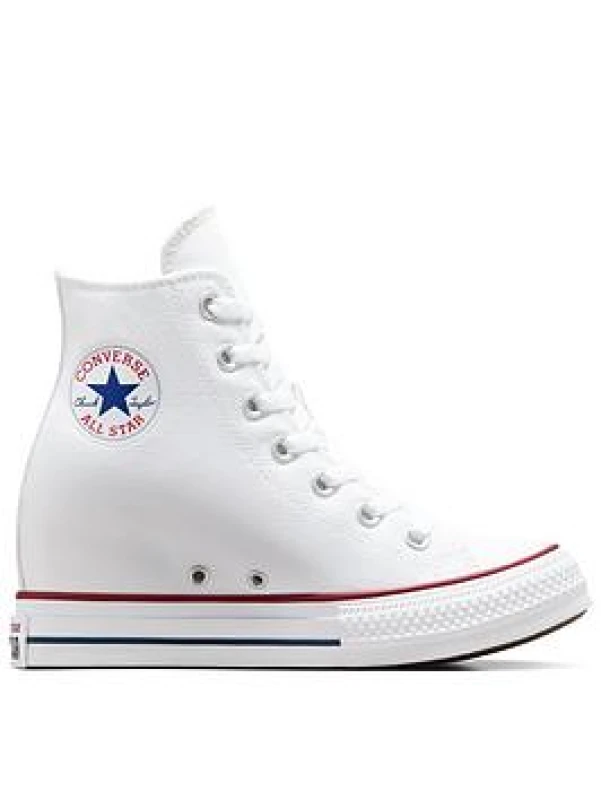 Image of Converse Womens Chuck Taylor All Star Wedge Trainers White Red Navy, 8